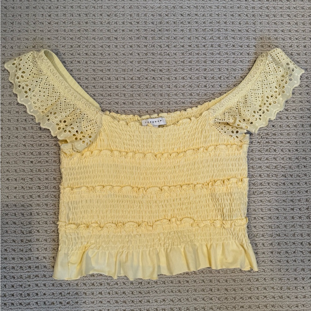 Topshop Butter Yellow Ruffle Tank